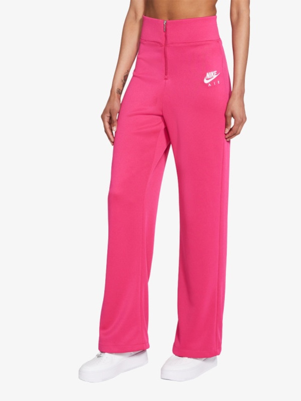 Nike women’s Hot Pink High-Waist Flare Sweatpants with White Logo